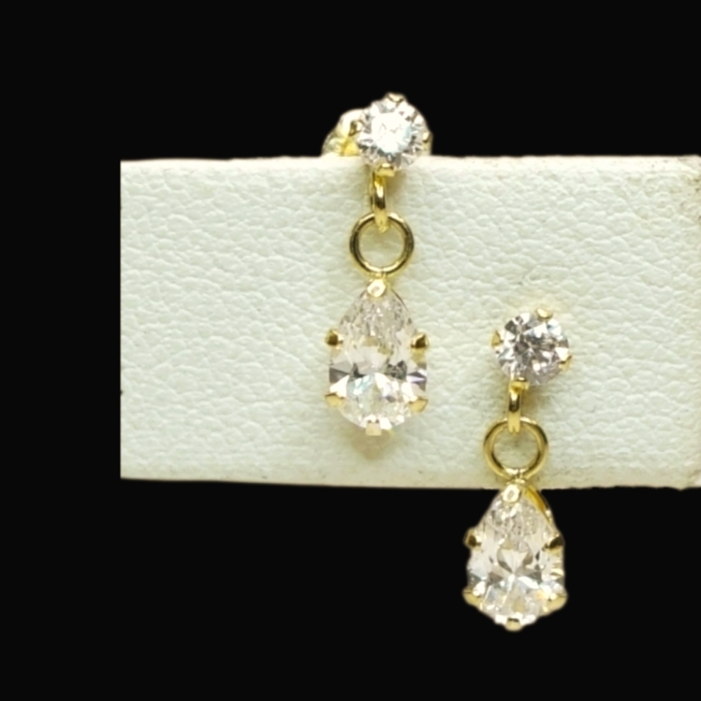 14K Gold Dangling CZ Earrings